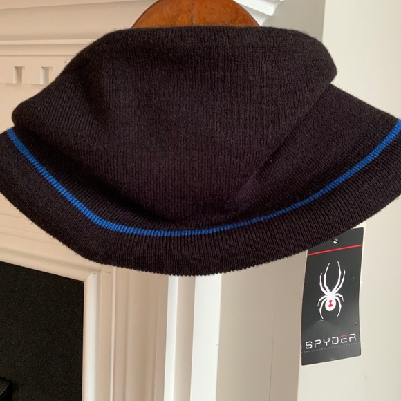 Spyder Jacquard Logo Stripe Gaitor Neck Warmer Men’s Black & Blue Color OS NWT - Picture 3 of 12